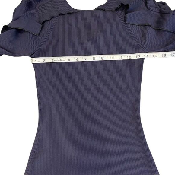 Koche Navy Ribbed Cut Out Dress Stretch Mini Backless Long Sleeve Size Large - Picture 12 of 16